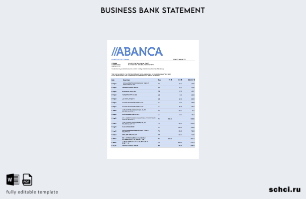 цифровая загрузка выписки по фирменному счету Abanca Bank Шаблон в формате Word 